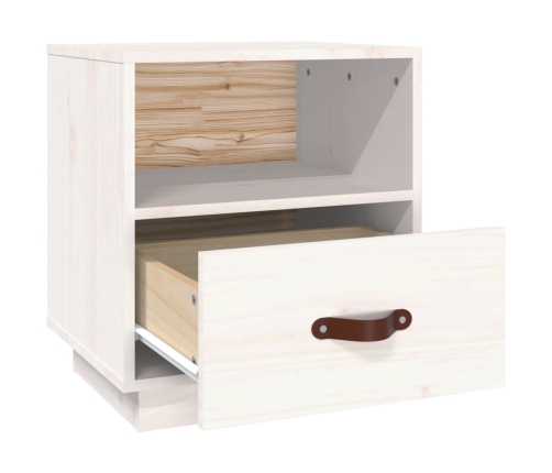 vidaXL Mesita de noche madera maciza de pino blanca 40x34x45 cm