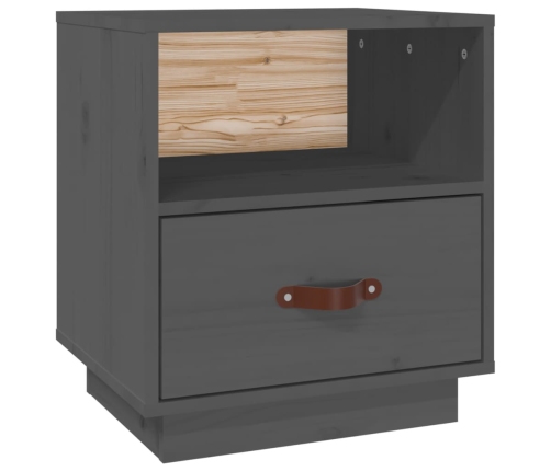 Mesita de noche madera maciza de pino gris 40x34x45 cm