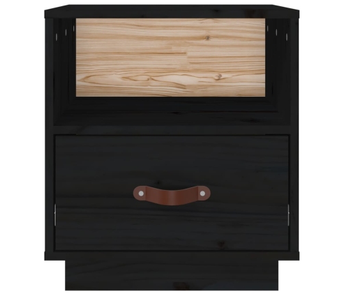 Mesita de noche madera maciza de pino negro 40x34x45 cm