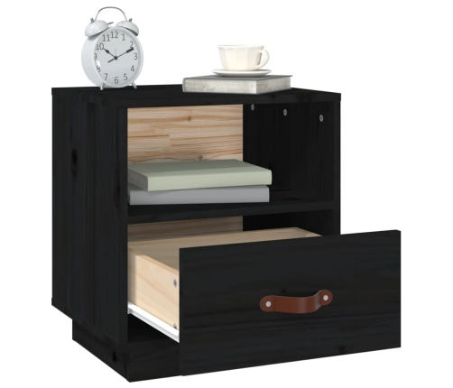 Mesitas de noche 2 uds madera maciza de pino negro 40x34x45 cm