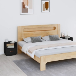 Mesitas de noche 2 uds madera maciza de pino negro 40x34x45 cm