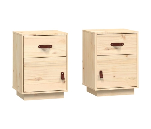 vidaXL Mesitas de noche 2 uds madera maciza de pino 40x34x55 cm