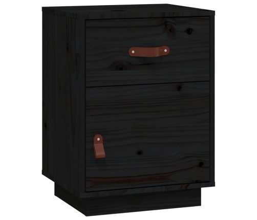 Mesita de noche madera maciza de pino negro 40x34x55 cm