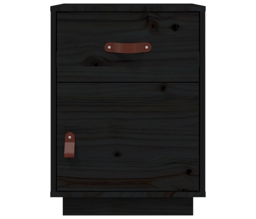 Mesita de noche madera maciza de pino negro 40x34x55 cm