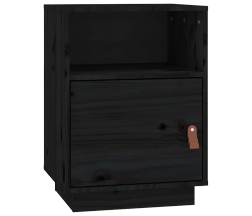 Mesita de noche madera maciza de pino negro 40x34x55 cm