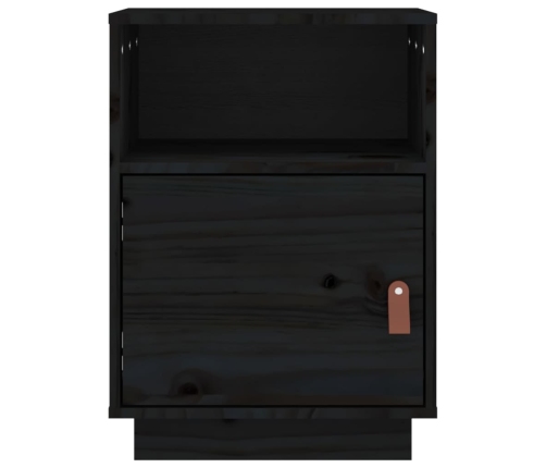 Mesita de noche madera maciza de pino negro 40x34x55 cm