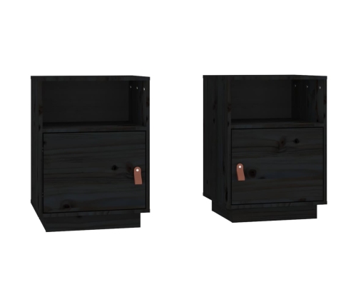 vidaXL Mesitas de noche 2 uds madera maciza de pino negro 40x34x55 cm