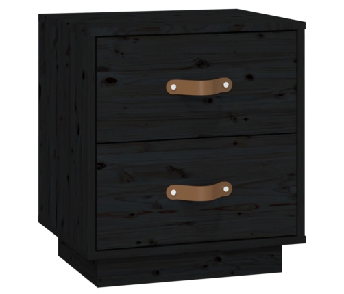 Mesita de noche madera maciza de pino negro 40x34x45 cm