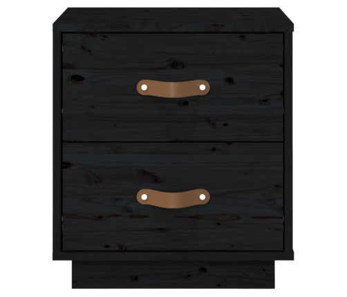 Mesita de noche madera maciza de pino negro 40x34x45 cm