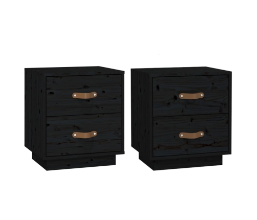 Mesitas de noche 2 uds madera maciza de pino negro 40x34x45 cm