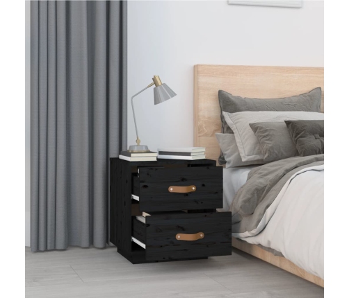 Mesitas de noche 2 uds madera maciza de pino negro 40x34x45 cm