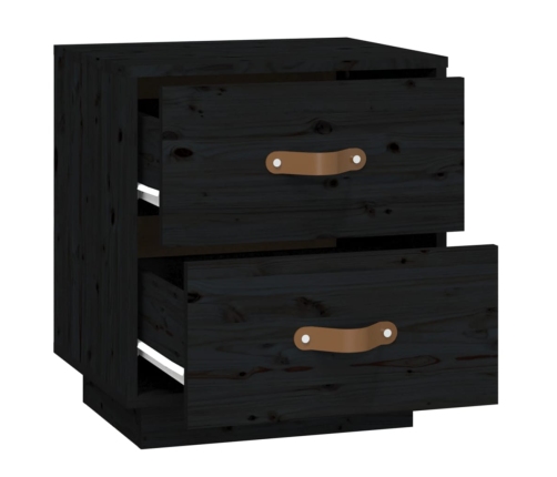 Mesitas de noche 2 uds madera maciza de pino negro 40x34x45 cm