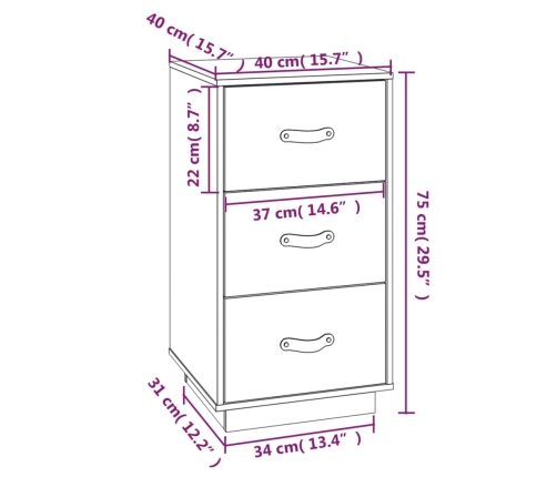 Mesitas de noche 2 uds madera maciza pino gris 40x40x75 cm