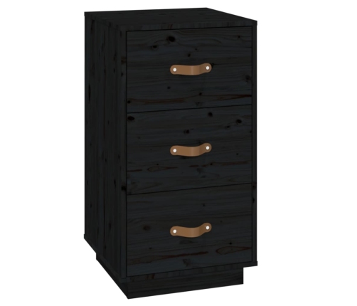 Mesita de noche madera maciza de pino negro 40x40x75 cm