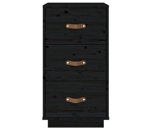 Mesita de noche madera maciza de pino negro 40x40x75 cm