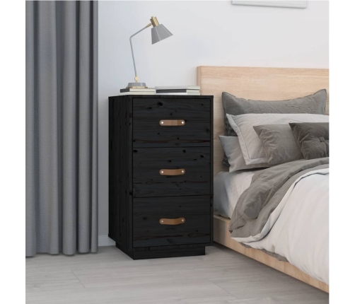 vidaXL Mesitas de noche 2 uds madera maciza de pino negro 40x40x75 cm