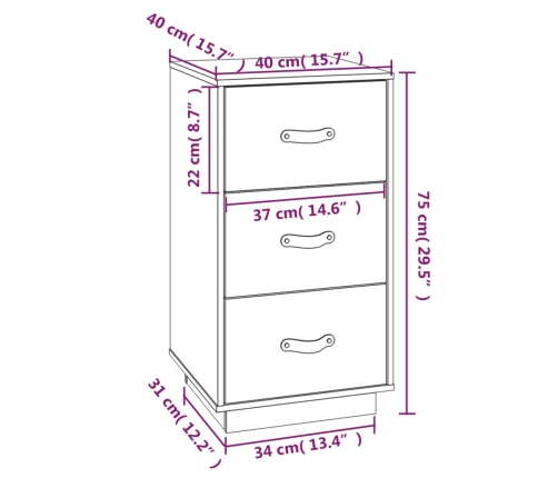 vidaXL Mesitas de noche 2 uds madera maciza de pino negro 40x40x75 cm