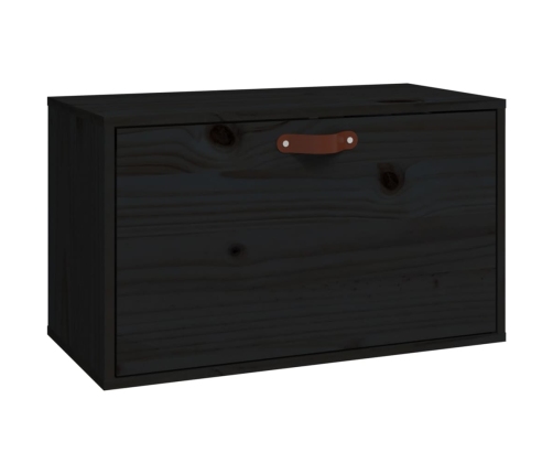 Armario de pared de madera maciza de pino negro 60x30x35 cm