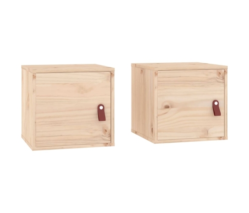 Armarios de pared 2 uds madera maciza de pino 31,5x30x30 cm