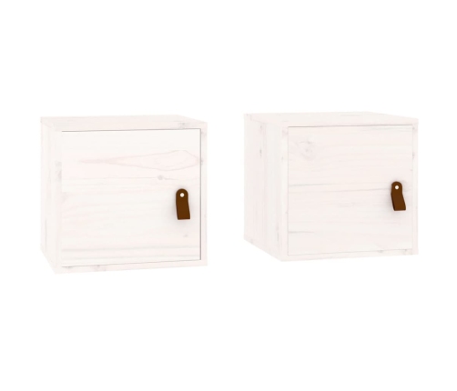 vidaXL Armarios de pared 2 uds madera maciza pino blanco 31,5x30x30 cm