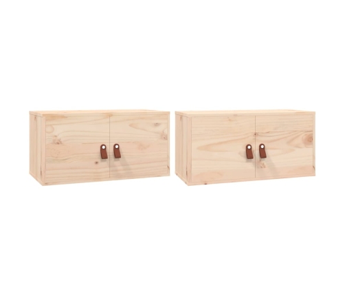 vidaXL Armarios de pared 2 uds madera maciza de pino 60x30x30 cm