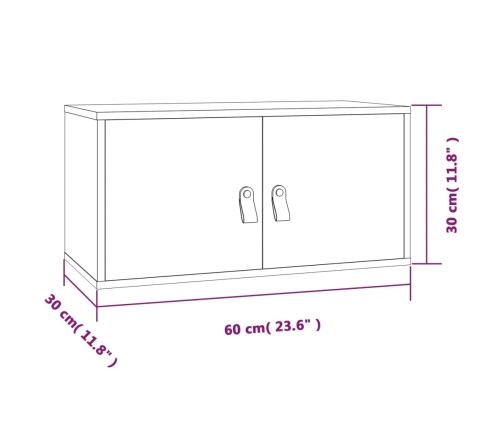 Armario de pared de madera maciza de pino gris 60x30x30 cm