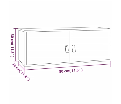 Armario de pared de madera maciza de pino 80x30x30 cm