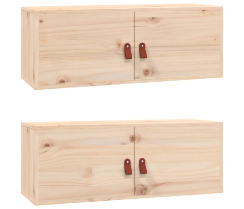 Armarios de pared 2 uds madera maciza de pino 80x30x30 cm