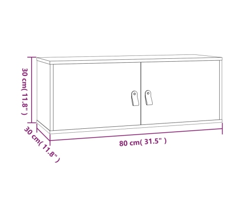 Armarios de pared 2 uds madera maciza de pino 80x30x30 cm