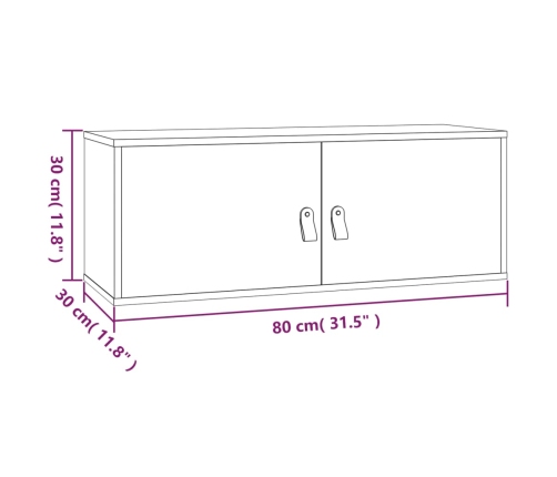 Armario de pared de madera maciza de pino blanco 80x30x30 cm