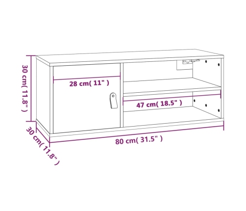 Armario de pared de madera maciza de pino 80x30x30 cm