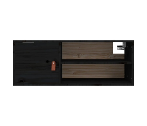 Armario de pared de madera maciza de pino negro 80x30x30 cm