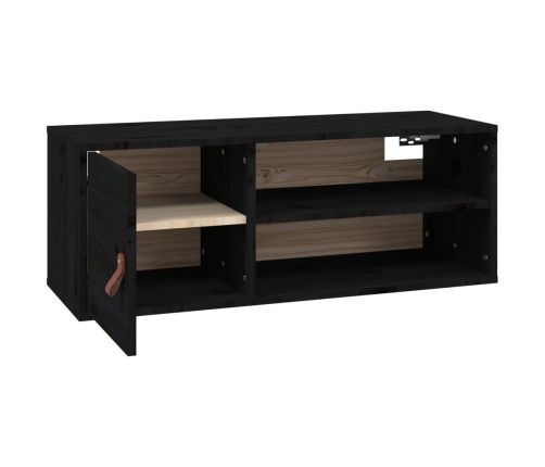 Armario de pared de madera maciza de pino negro 80x30x30 cm