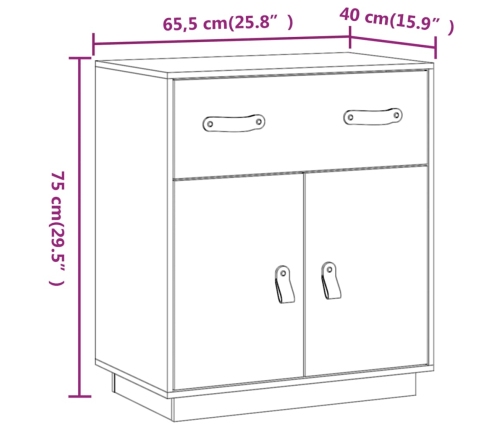 Aparador de madera maciza de pino 65,5x40x75 cm