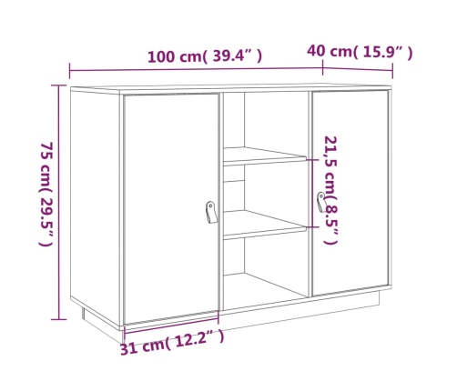 Aparador madera maciza de pino 100x40x75 cm