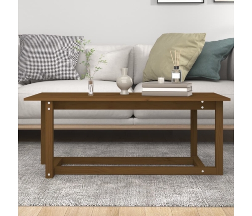 Mesa de centro madera maciza de pino marrón miel 110x55x45 cm