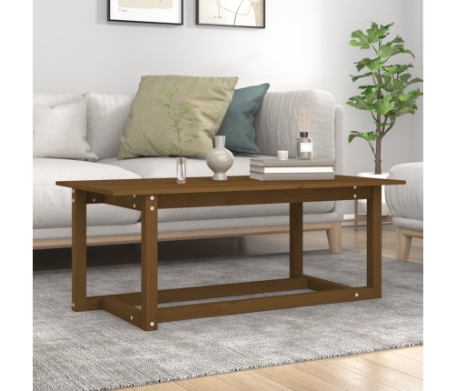 Mesa de centro madera maciza de pino marrón miel 110x55x45 cm