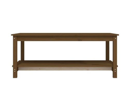 Mesa de centro madera maciza de pino marrón miel 110x55x45 cm