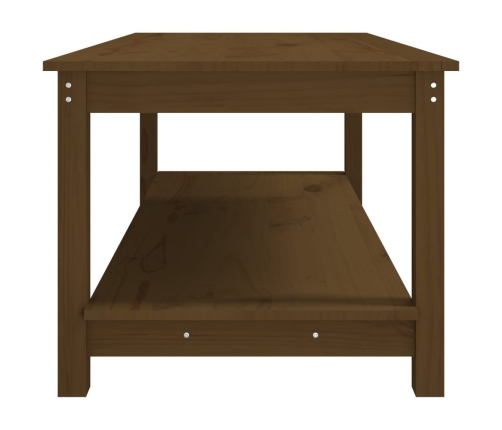 Mesa de centro madera maciza de pino marrón miel 110x55x45 cm