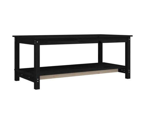 vidaXL Mesa de centro de madera maciza de pino negro 110x55x45 cm