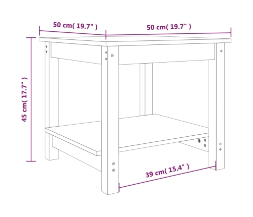 vidaXL Mesa de centro madera maciza de pino marrón miel 50x50x45 cm