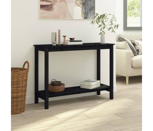 Mesa consola madera maciza de pino negro 110x40x80 cm