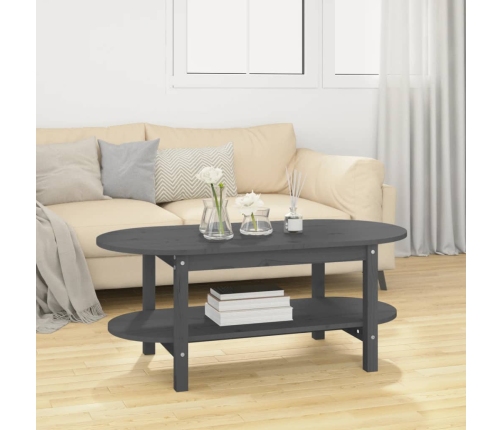 Mesa de centro de madera maciza de pino gris 110x55x45 cm