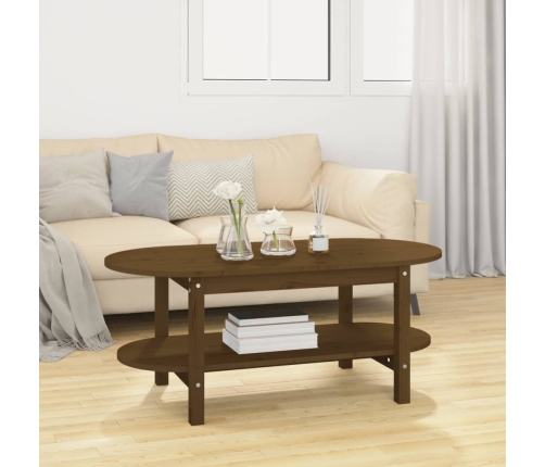 Mesa de centro madera maciza de pino marrón miel 110x55x45 cm