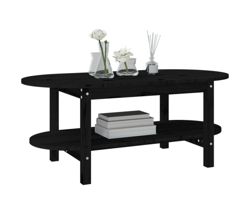 vidaXL Mesa de centro de madera maciza de pino negro 80x45x45 cm