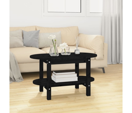 vidaXL Mesa de centro de madera maciza de pino negro 80x45x45 cm