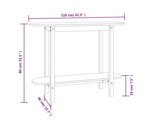 Mesa consola de madera maciza de pino gris 110x40x80 cm