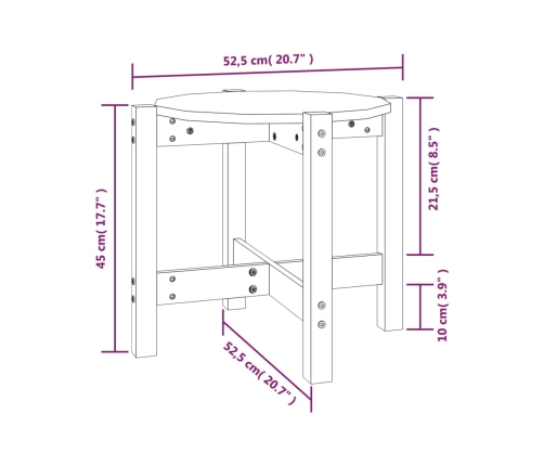 Mesa de centro de madera maciza de pino blanco Ø52,5x45 cm