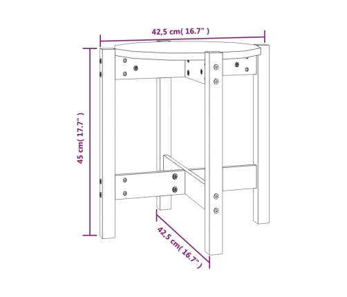 Mesa de centro de madera de pino maciza Ø 42,5x45 cm