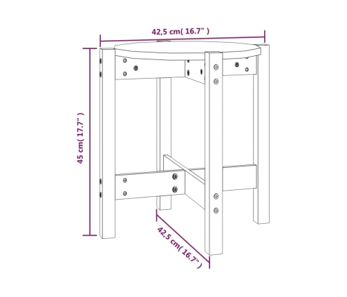 Mesa de centro de madera maciza de pino marrón miel Ø42,5x45 cm